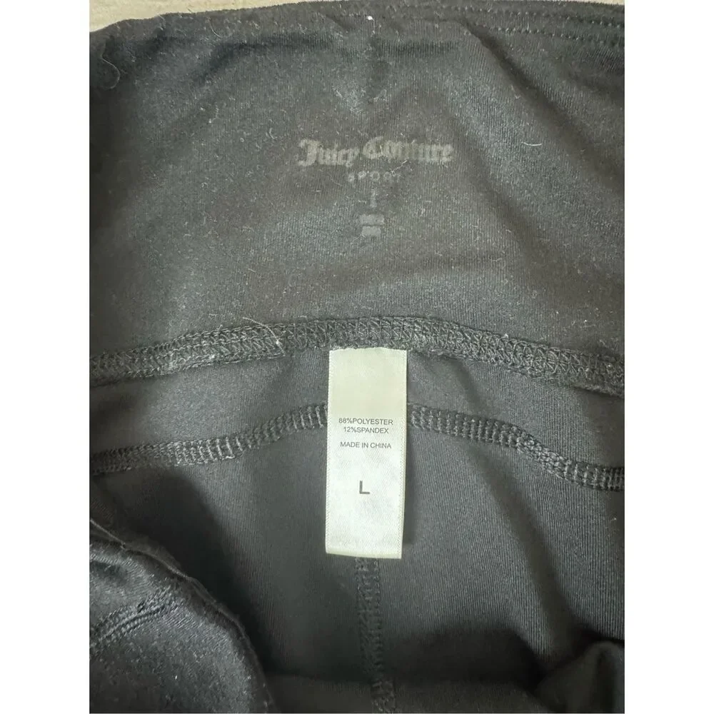 Juicy Couture Y2K Black Gold Bling Label‎ Cropped Ankle Pants Size Large